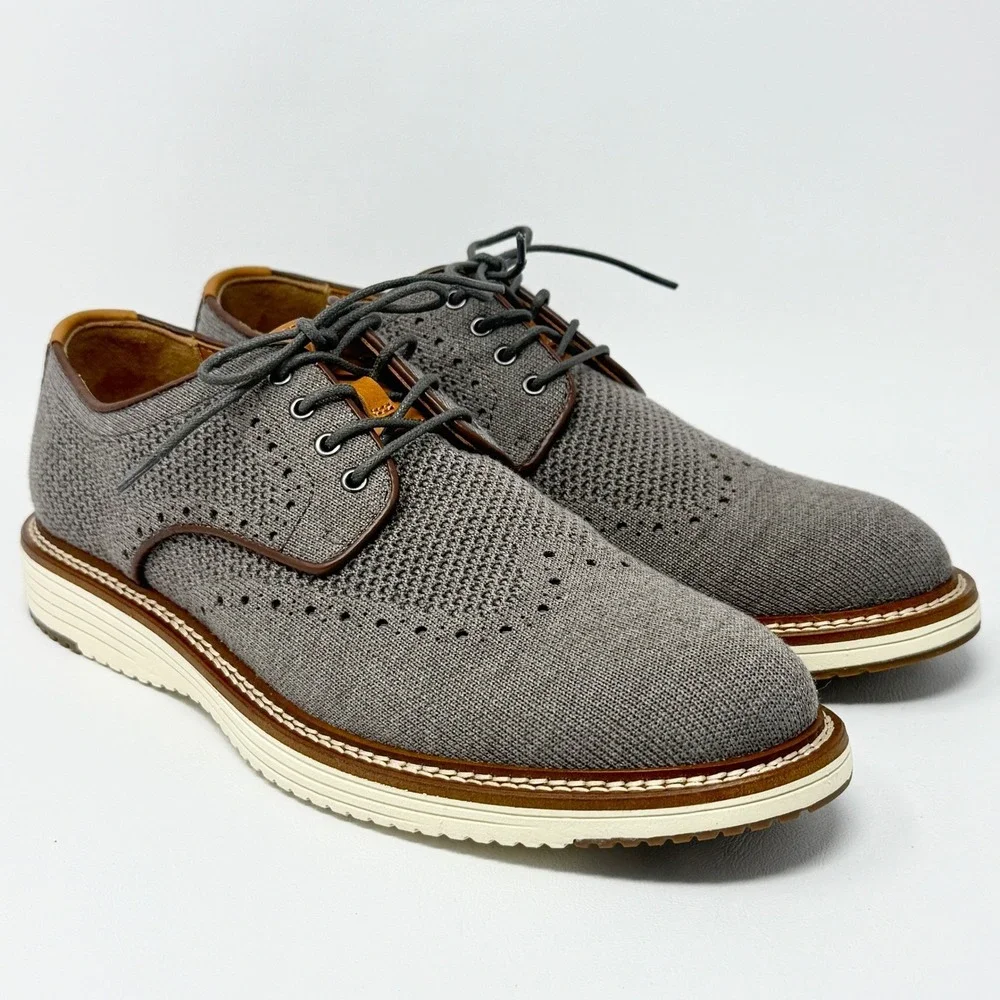Johnston & Murphy Mens Upton Knit Wingtip Gray‎ Dress Sneaker 20-5368 Size 10M